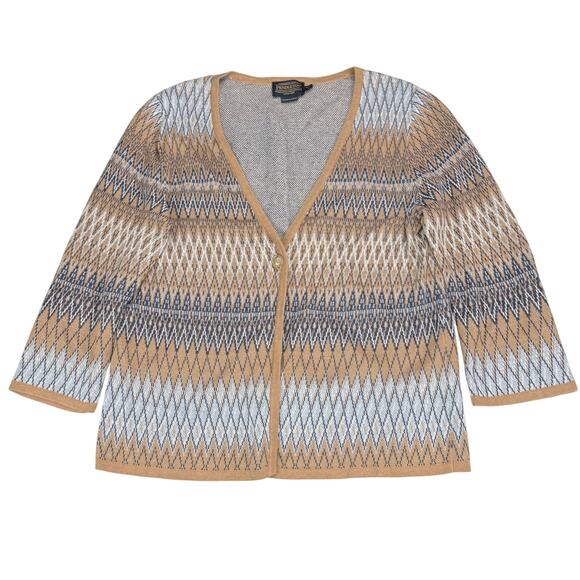 PENDLETON One Button Linen Cotton Blend Cardigan Size Medium Petite - Picture 2 of 6